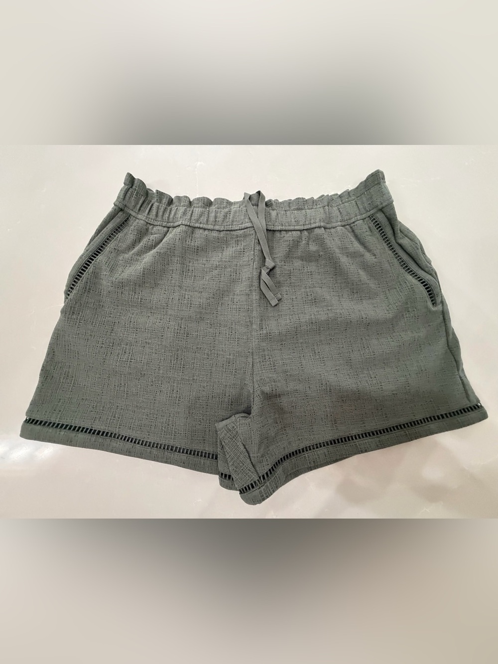 NWT UGG Frynn Shorts Green Grey Textured Knit Lounge Mid Rise XL